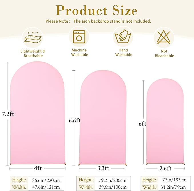 Pink Blue Arch Cover 3 Set-7.2FT, 6.6FT, 6FT Arch Backdrop Cover Spandex Fitted 2- Color Fabric Stand Covers for Gender Reveal Baby Shower Boy and Girl Birthday Party Photo Background Decorations