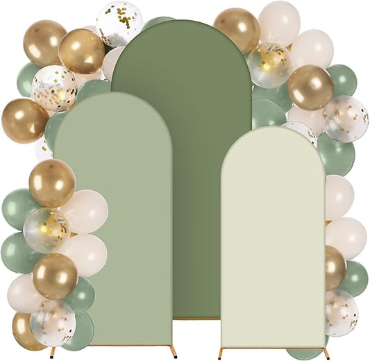 34 Pcs Sage Green and Beige Balloon Arch Backdrop Covers 4ft 5ft 6ft Sage Green Spandex Arch Backdrop Covers with Balloons for Wedding Bridal Shower Bachelorette Ceremony Outdoor Decorations