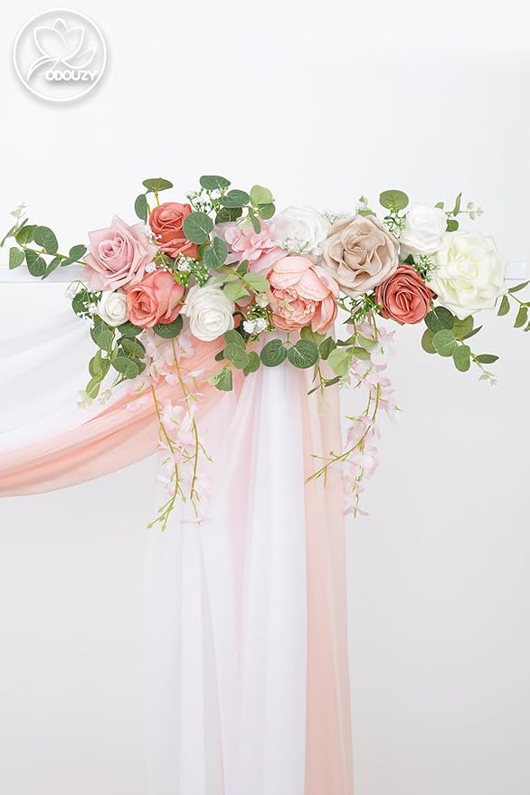 Pack of 2 Wedding Arch Decorations Artificial Hanging Flowers Floral Swag for Wedding Welcome Sign Backdrop Balloon Arch Home Party Bridal Ceremony Reusable(Pink Vine)