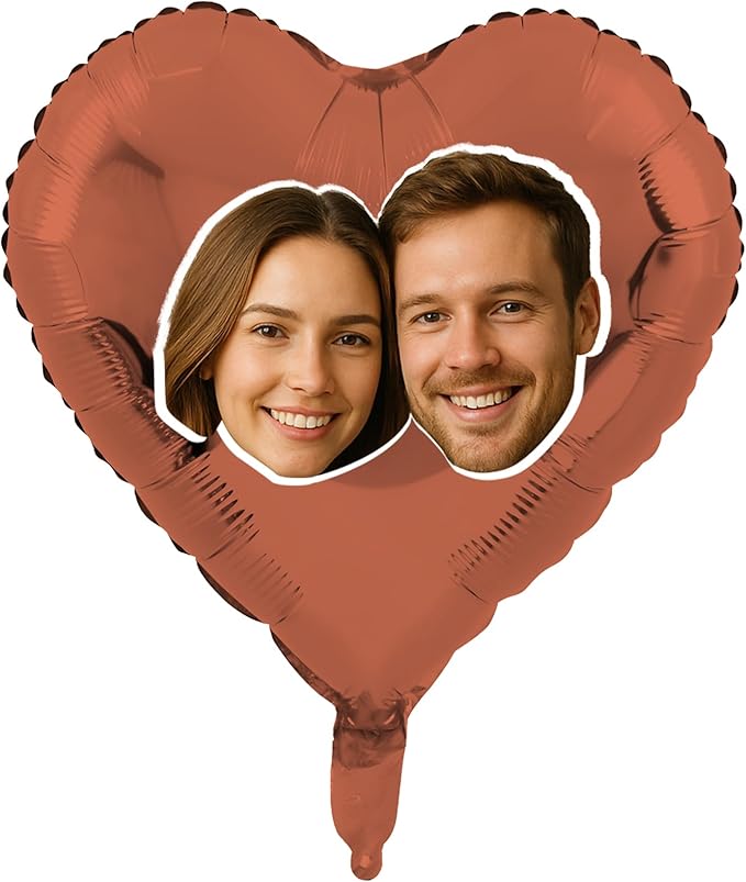 20 Pcs18 inch Custom Foil Balloons with Picture – Heart, Star, or Round – Personalized with Photo, Text, or Logo – Full-Color Print for Birthday, Memorial, Party, or Event Decor (heart)