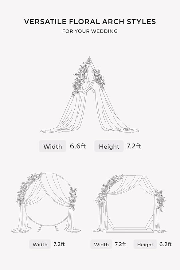 Ling's moment Pink Blue Artificial Wedding Arch Flowers Kit Pack of 4, 2pcs Hanging Flower Arrangement 2pcs Chiffon Drapes Ceremony Reception Fake Rose Arbor Backdrop Floral Party Outdoor Decorations