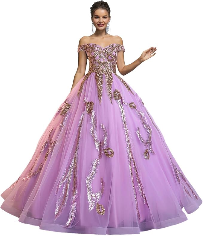 Engerla Women's Beading Sweetheart Ball Gown Tulle Layed Long Quinceanera Dress