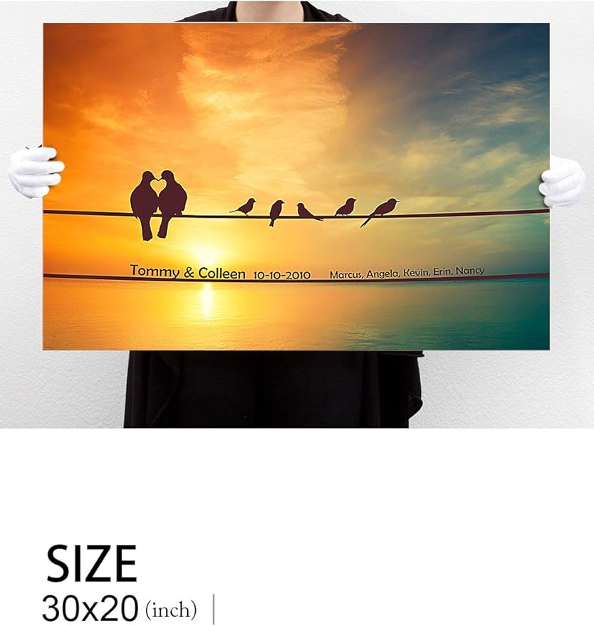IPIC - We Are Family Personalized Artwork with Names, Customized Gift for Anniversary, Giclee Canvas Wall Art.. 30x20