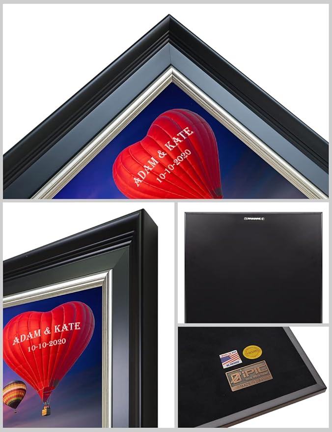 IPIC - Romance on High Personalized Framed Wall Art with Names and Date on, Giclee Prints with Solid Wood Frame, Customized Gift and Memorial Gifts for Wedding Anniversary.