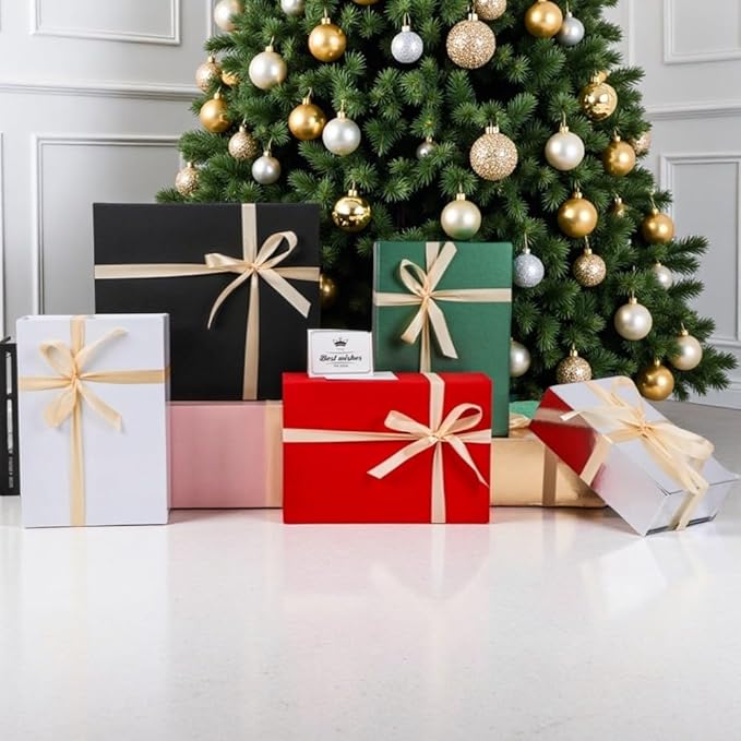 UoeRing 1 Extra Large White Gift Box 20x16x7 inch Luxury Gift Box for Presents with Magnetic Closure Lid Collapsible,Birthday,Christmas,Contains Card, Ribbon,Tissue Paper,Shredded Paper Filler