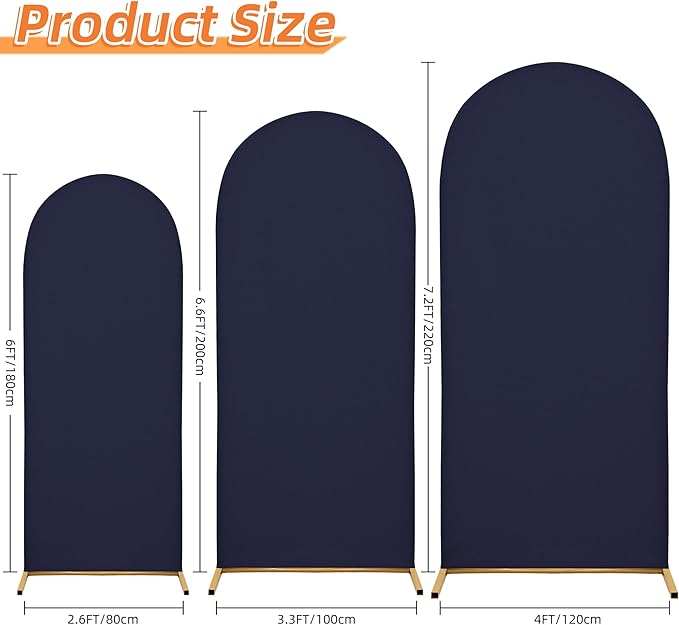 7.2FT Wedding Arch Cover – Stretchy Spandex Fabric Backdrop for Arch Stand – Ideal for Wedding Ceremony, Birthday Party, Baby Shower & Photo Booth Decoration (Dark Blue)