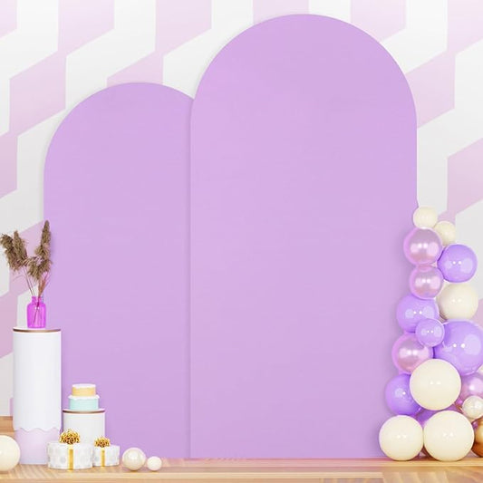 Spandex Wedding Arch Cover Set of 2 Lavender Arch Backdrop Covers 7.2ft, 6ft Arched Backdrop Frame Cover Chiara Arches Covers Stretchy Backdrops for Gender Reveal Baby Shower Balloon Decor