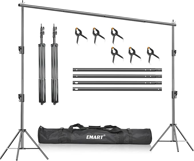 EMART Heavy Duty Backdrop Stand, 8.5 x 10ft Adjustable Photo Background Support System Kit with Carry Bag for Photography