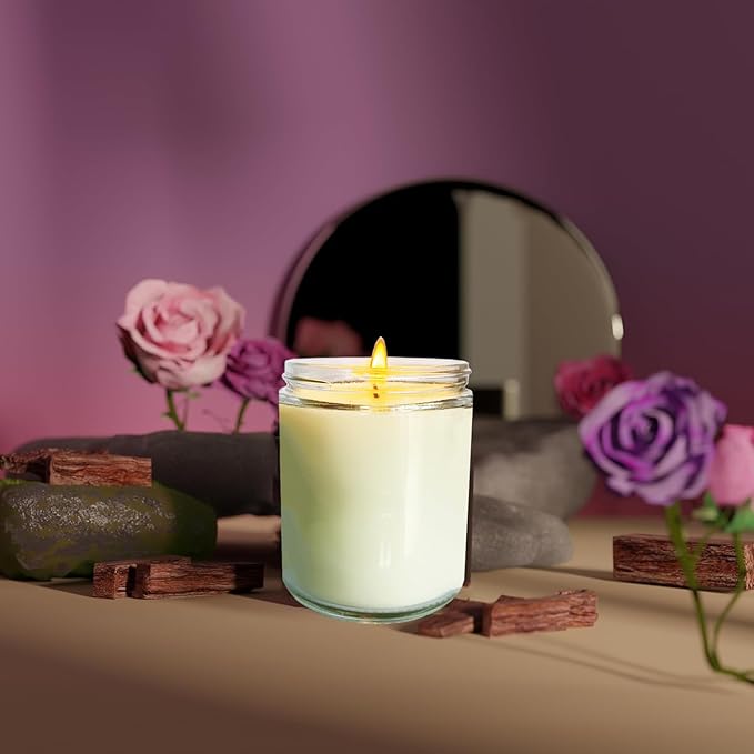 24 Pcs 6 Oz Rose Scented Soy Candles Set,Mason jar Bulk Candles for Gifts,Aromatherapy Candle,Great Stress Relieving Scented Candle for Girls as a Gift for Birthdays, Weddings and More!
