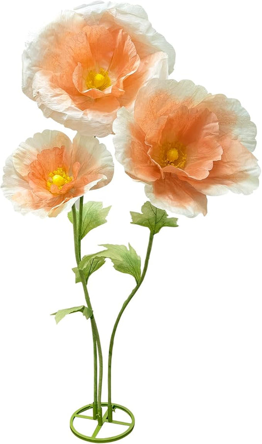 Giant Artificial Flowers for Home Decor Big Fake Hydrangea Flower for Outdoor Decoration Lifelike Paper Flower Decorations Large Handcrafted Paper Flowers Wedding Arrangement Flower Backdrop(Orange)