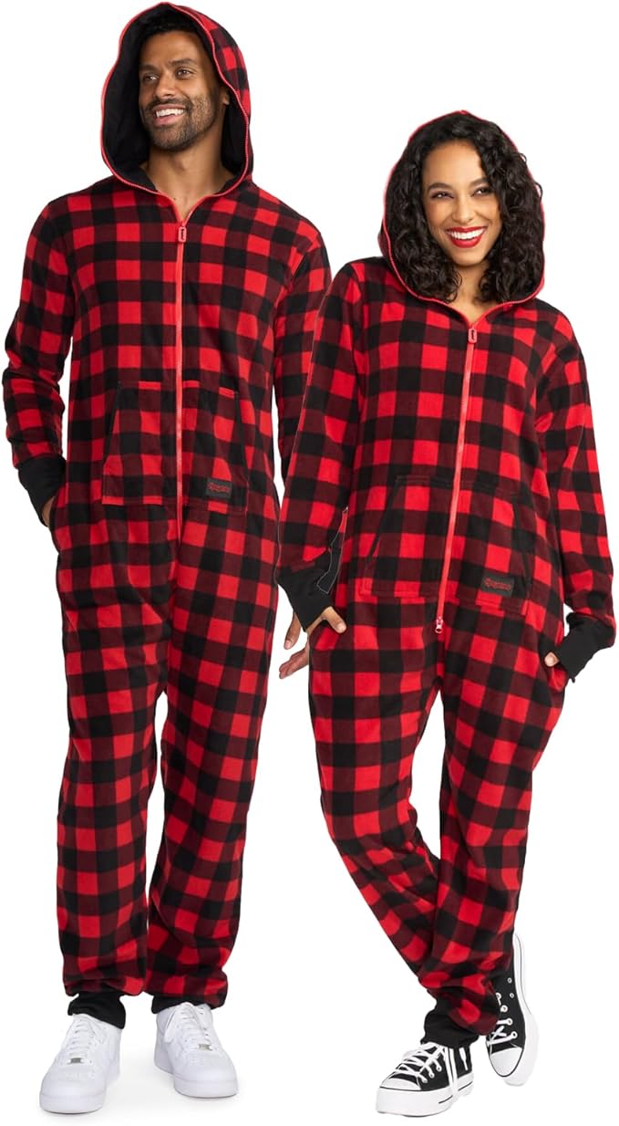 Tipsy Elves Christmas Onesies for Adults - Comfy Unisex Matching Holiday Jumpsuits with Convenient Pockets