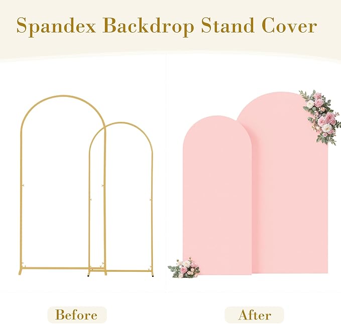 Dusty Rose Photo Arch Backdrop Cover Set of 2 for Party Spandex 7.2 and 6ft Arch Covers Stretchy Backdrop Baby Shower Balloon Arch Stand Covers for Girls Birthday Wedding Bridal Shower Background