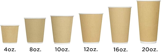 Karat Coffee Hot Cups 4oz [1,000 ct] Kraft Small Ripple Disposable Paper Cups, Ideal for Party, Picnic or Office (C-KRC504)