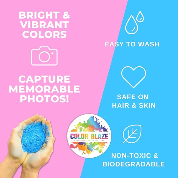 Color Blaze Baby Gender Reveal Color Powder Packets - 75 g Each - 25 Packs of Pink Colored Powder for Girl - For Car & Motorcycle Burnout, Exhaust, Color Toss, Photoshoot, Party & Festival - Pink