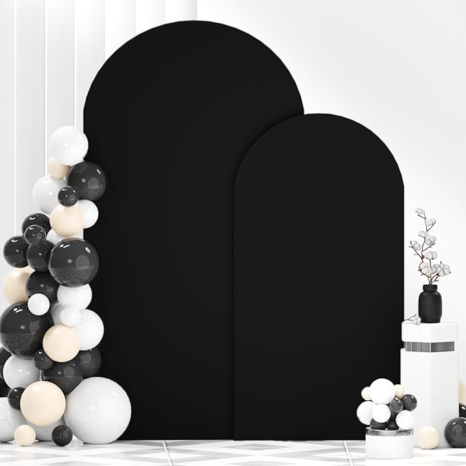 Wedding Arch Cover Black Arch Cover 6FT 7.2FT Spandex Arch Backdrop Cover Set of 2 Chiara Arch Backdrop Stand Cover Fitted Arch Frame Cover Garland Arch Stand Cover for Anniversary Party