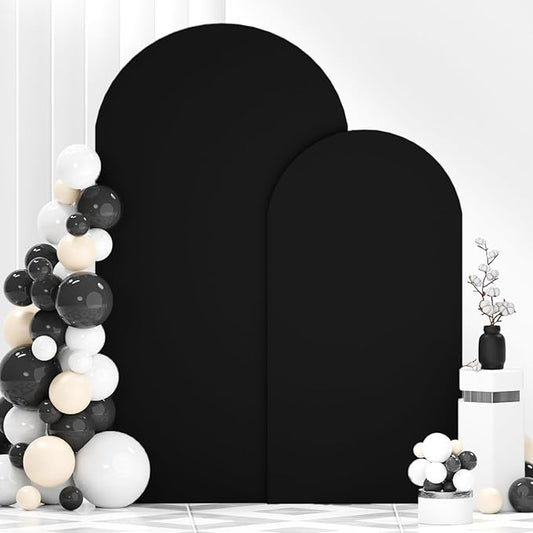 Wedding Arch Cover Black Arch Cover 6FT 7.2FT Spandex Arch Backdrop Cover Set of 2 Chiara Arch Backdrop Stand Cover Fitted Arch Frame Cover Garland Arch Stand Cover for Anniversary Party