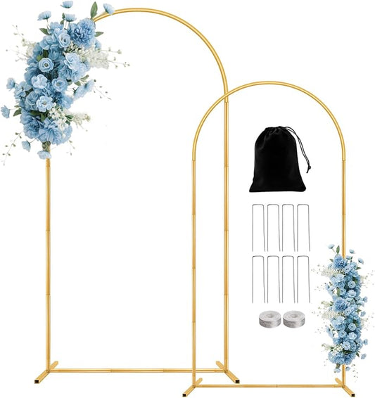 Metal Arch Backdrop Stand, 7.2FT+6FT Wedding Arch Stand, Set of 2 Backdrop Arch Stand, Metal Arch Stand for Valentines Day,Wedding Ceremony Birthday Party Baby Shower Graduation Ceremony Decoration
