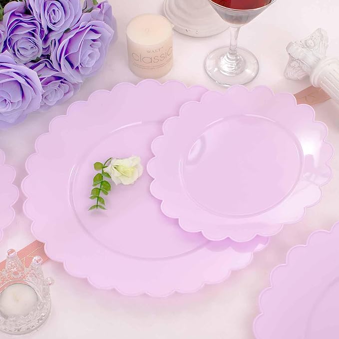 supernal 100pcs Purple Plastic Plates -Disposable Plastic Plates Heavy Duty -Lavender Purple Party Plate for Party Wedding Include 10.25inch Dinner and 7.5inch Dessert/Salad Plate