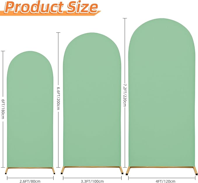 3-Piece Arch Cover Bundle – 7.2FT, 6.6FT & 6FT Stretch Spandex Backdrop Set – Wedding, Birthday & Photo Booth Arch Covers for Every Event