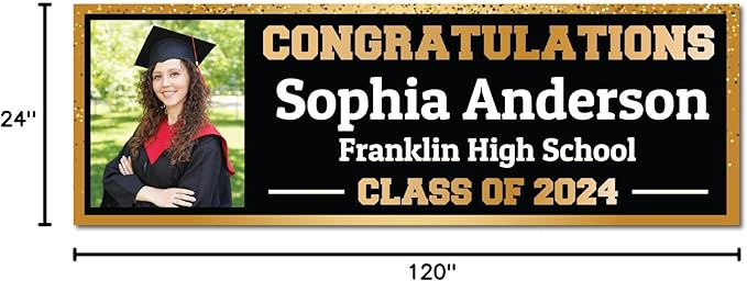 Personalized Graduation Photo Banner - Class of 2024 Custom Photo and Name - Milweb1 (2'x10')