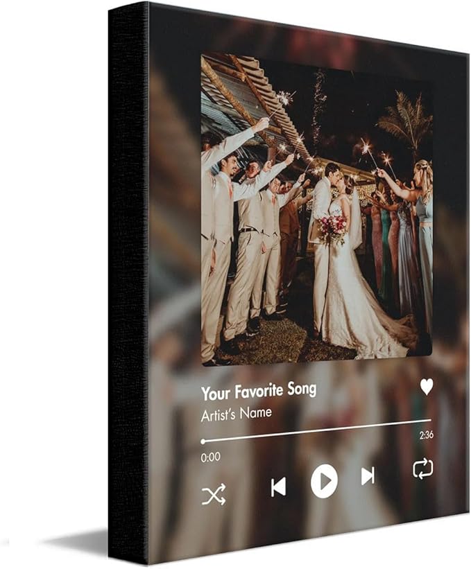 Personal-Prints CUSTOM SONG | Custom Song Title and Photo Wedding Wall Art Gift | Personalized Photos & Song | Anniversary, Wedding, Valentine's Day Gift (16"x20" Stretched Canvas)