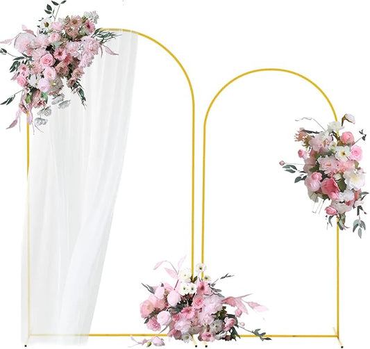 Bazen Wedding Arch Backdrop Stand 7.2FT, 6.6FT Set of 2 Metal Arch Backdrop Stand for Birthday Party Wedding Ceremony Bridal Baby Shower Banquet Party Event Decor