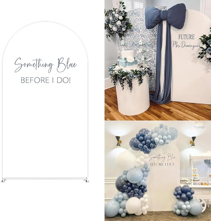 Something Blue Before I Do Arch Backdrop Cover Wedding Bridal Shower Bride to be Toile Party Arch Fabric Cover Blue Bloom Floral Baby Shower Decors (4X7.2ft,4313)