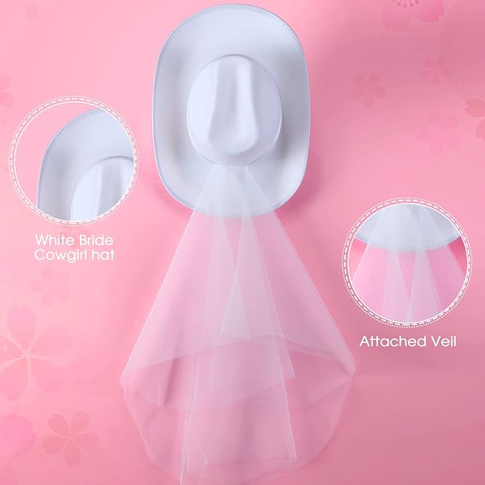Unittype 12 Pcs Women Cowgirl Cowboy Hats Bachelorette Cowboy Hats for Bridal Shower Wedding Engagement Halloween Cosplay