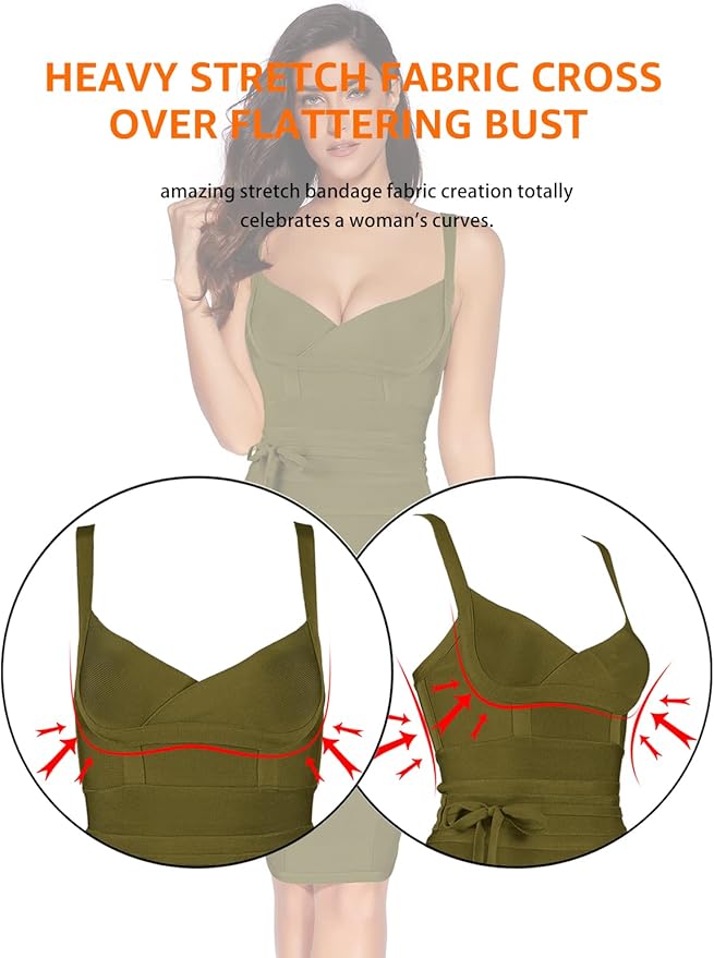 meilun Womens Rayon Belt Detail Bandage Bodycon Party Dress