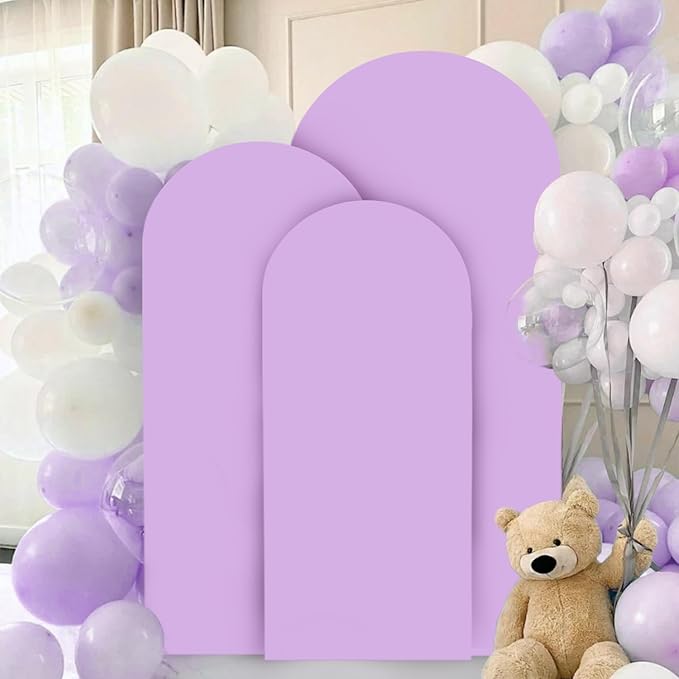 Wedding Arch Cover Set of 3 Lavender Arch Backdrop Cover 4 5 6FT Double Sided Spandex Arch Stand Cover for Metal Arch Satnd arch cover backdrop fabric for Bridal Baby Shower Party Decorations