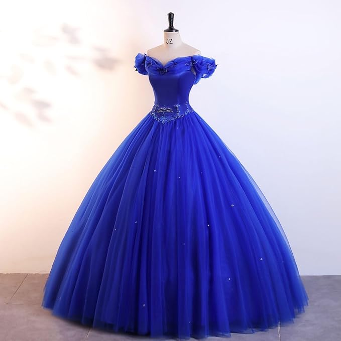 Engerla Women's Beading Sweetheart Ball Gown Tulle Layed Long Quinceanera Dress