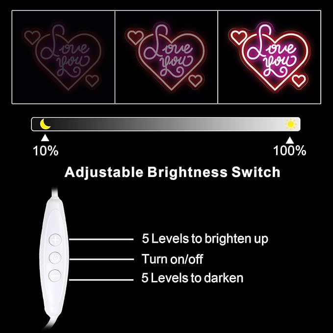 Love You Neon Sign for Wall Decor, Soft Handwritten LED Neon Light for Bedroom & Romantic Night, Heartfelt Neon Wall Art for Anniversary & Valentine’s Day Decorations 15"x12.8"