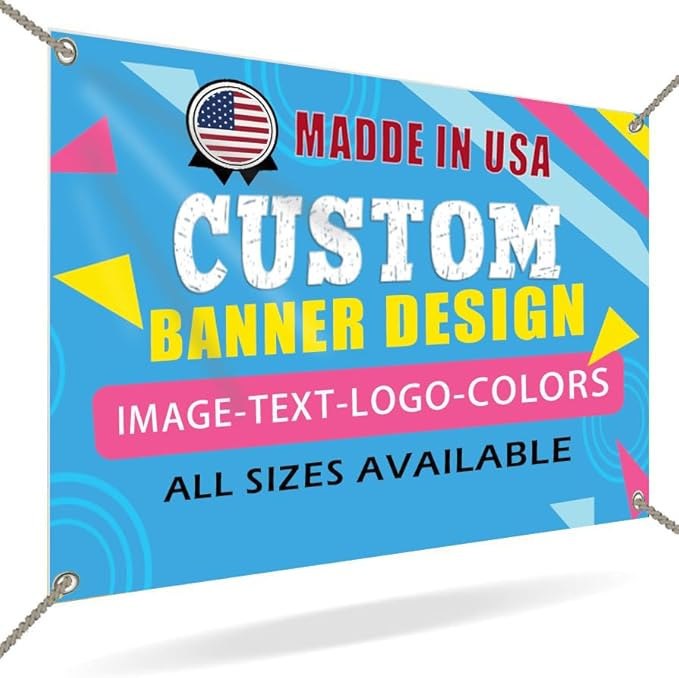 Personalized Custom Banner - Print Your Design/Image/Text/Logo-Customized Vinyl Banner for Business, Graduation, Birthday Parties,waterproof Indoor Outdoor Use - Full Color For Advertising, Tadeshow, Occasions (4x6 FT)