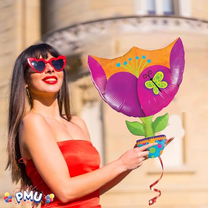 PMU Valentines Day Fantasy Tulip 35 Inches Mylar - Foil Balloons Proposal, Special Events, Photo Props Party Decoration and Accessories (25/Pkg) Pkg/1