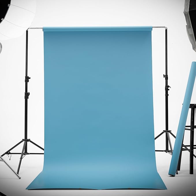 Kate Seamless Paper Backdrop for Photography Solid Blue Backdrop Paper (53''x32.8' Lite Blue)