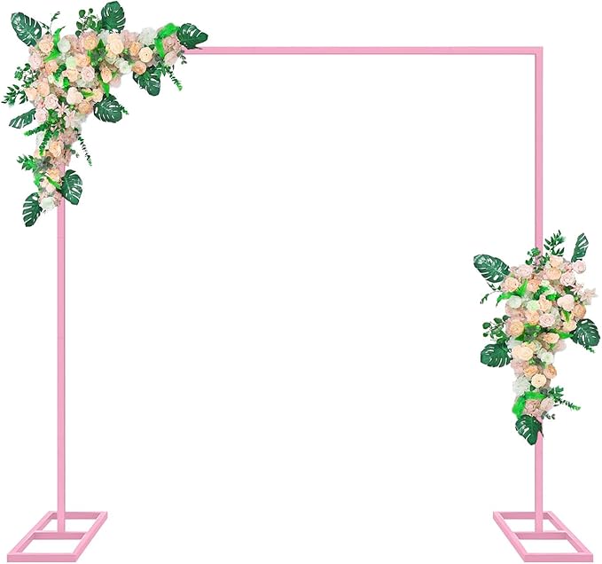 9.9FT Pink Metal Wedding Arches for Ceremony Square Balloon Arch Stand Rectangular Backdrop Stand for Anniversary Birthday Party Bridal Shower Home Indoor Outdoor Decoration