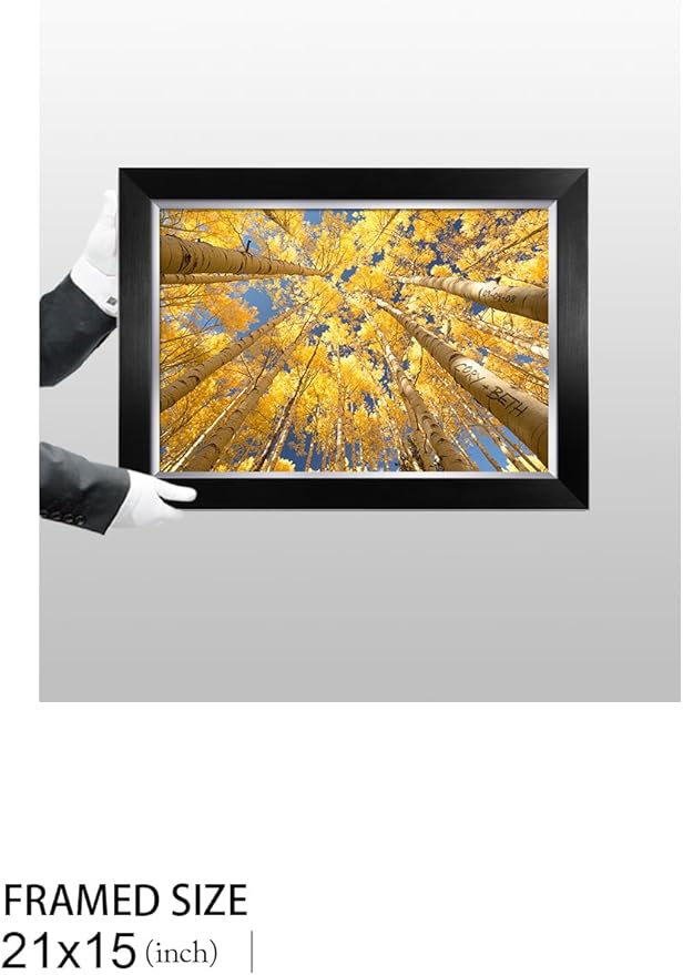 IPIC - Fall in Love, Personalized Artwork with Names and Date on for Home Decor, Customized Gift for Anniversary,Wedding,Holidays. Picture size: 18x12, Framed Size: 21x15