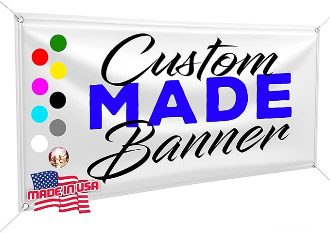 Custom Design - Any Size Vinyl Banner - Full Color - Made in USA - Business, Storefront, Birthday Party, Graduation, Outdoor Events, Garage, Shop, Baby Shower, Backdrop - Fast Turnaround (4' x 25')