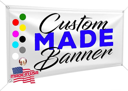 Custom Design - Any Size Vinyl Banner - Full Color - Made in USA - Business, Storefront, Birthday Party, Graduation, Outdoor Events, Garage, Shop, Baby Shower, Backdrop - Fast Turnaround (3' x 10')