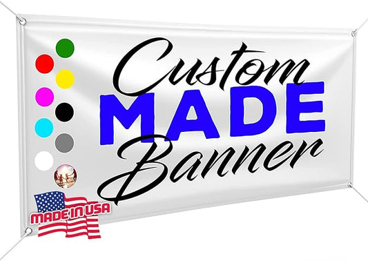 Custom Design - Any Size Vinyl Banner - Full Color - Made in USA - Business, Storefront, Birthday Party, Graduation, Outdoor Events, Garage, Shop, Baby Shower, Backdrop - Fast Turnaround (3' x 12')