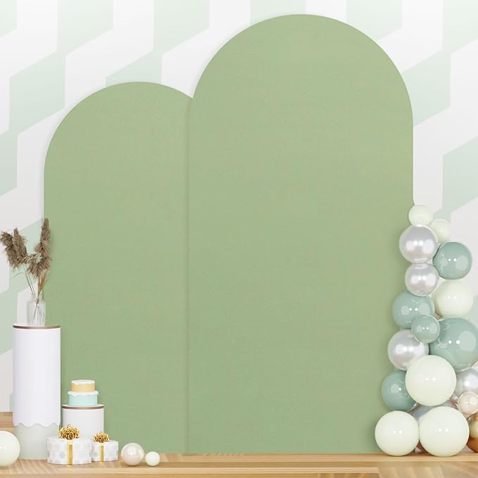 Arch Covers 7.2 and 6ft Spandex Arch Backdrop Cover Set of 2 for Arch Stands Sage Green Chiara Backdrop Arch Stand Cover Happy Birthday Decorations
