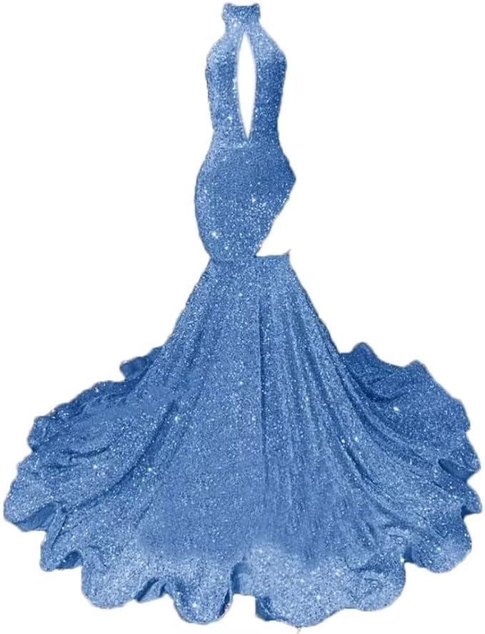 Sexy High Neck Mermaid Evening Long Dress Sequins Sleeveless Celebrity Pageant Dress Cocktail Party Gowns