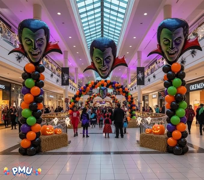 PMU 10 Pc Halloween Party Decoration Accessory 46 Inch Dracula Design Mylar-Foil Balloon