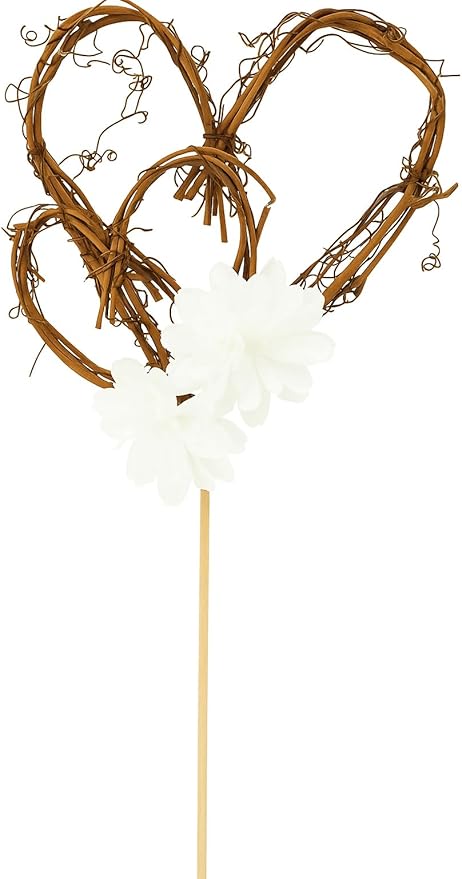 Simple Rustic Cake Topper with White Paper Carnation Flowers