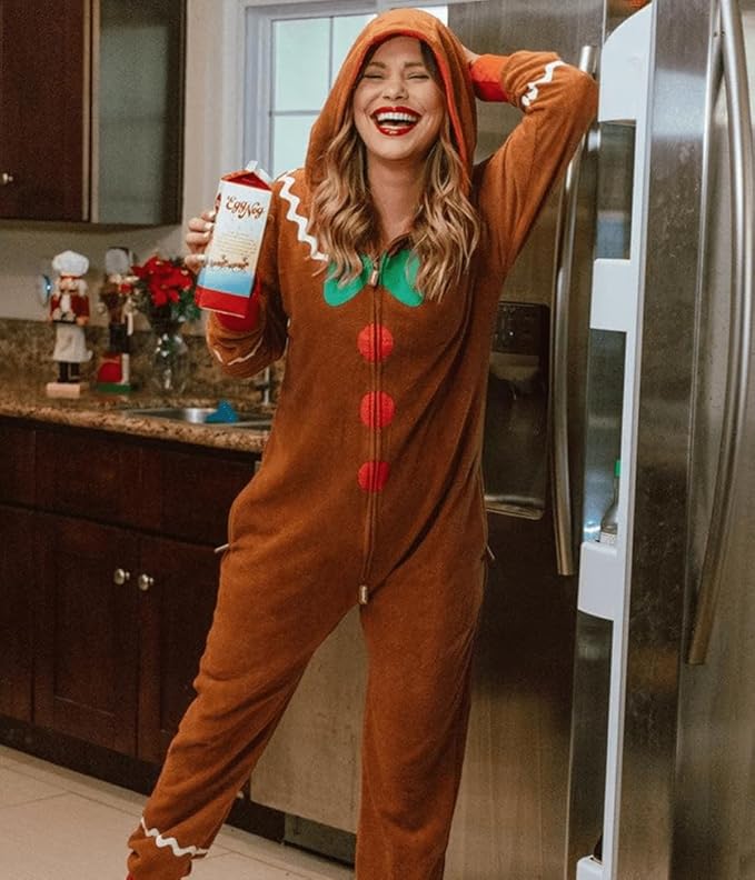 Tipsy Elves Christmas Onesies for Adults - Comfy Unisex Matching Holiday Jumpsuits with Convenient Pockets