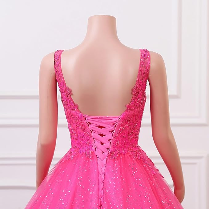 Engerla Women's Beading Sweetheart Ball Gown Tulle Layed Long Quinceanera Dress