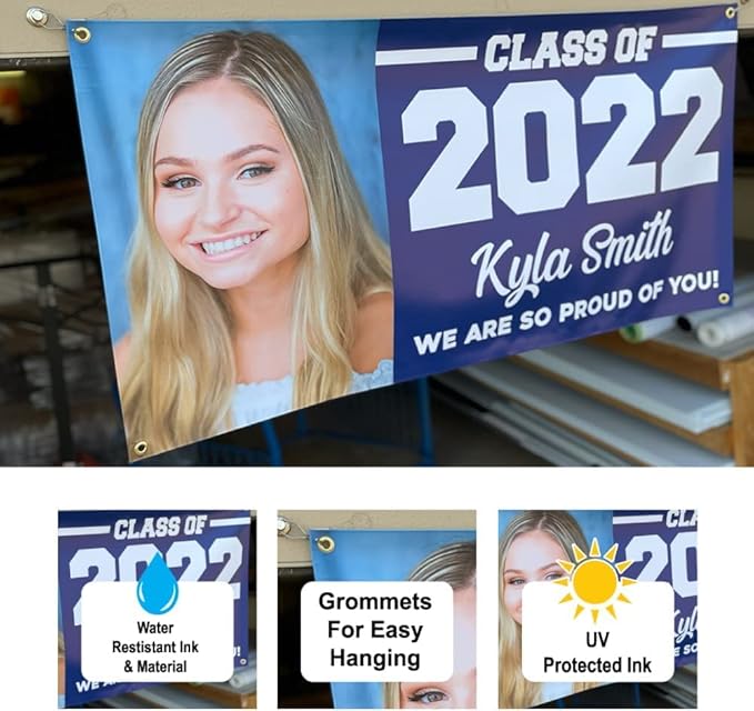 Class of 2025 Graduation Vinyl Banner Personalized Sign, Customizable School Colors, Custom Photo - Milweb1 (2'x4')