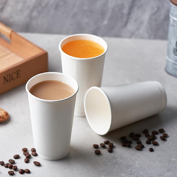 CIAO! 16 oz Insulated Double Wall White Paper Hot Cup, 90mm Diameter, 400 Count