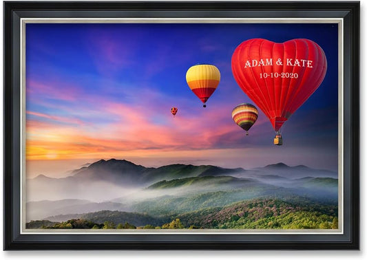 IPIC - Romance on High, Personalized Ideal Gift Custom Framed Wall Art with Names and Date, Giclee Prints with Solid Wood Frame, Unique and Memorable Present. Wall Art for Home Decor.