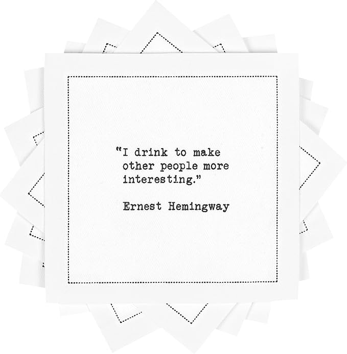 Five Star Funny Drinking Quotes | White Cotton Cocktail Napkins | 50 Luxury Disposable Beverage Napkins with Witty Bar Quotes | Drink Napkins for Parties, Bars, Weddings & Game Nights